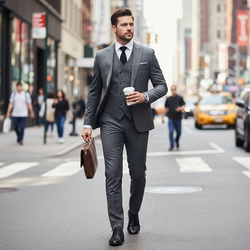 👔 NU 60% KORTING! 🕴️ Slim-fit 3-delig pak voor heren – Getailleerde pasvorm, hoogwaardige stof en perfect voor formele gelegenheden 🤵