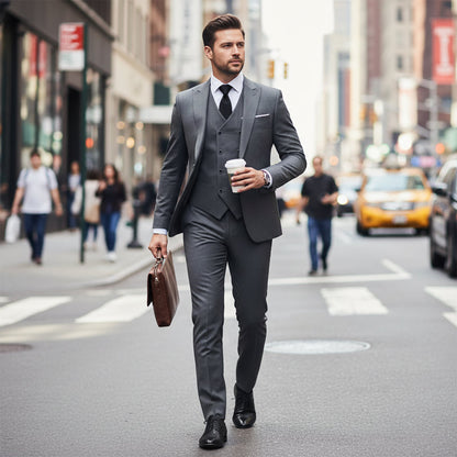👔 NU 60% KORTING! 🕴️ Slim-fit 3-delig pak voor heren – Getailleerde pasvorm, hoogwaardige stof en perfect voor formele gelegenheden 🤵