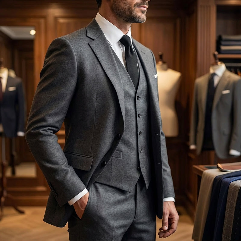 👔 NU 60% KORTING! 🕴️ Slim-fit 3-delig pak voor heren – Getailleerde pasvorm, hoogwaardige stof en perfect voor formele gelegenheden 🤵