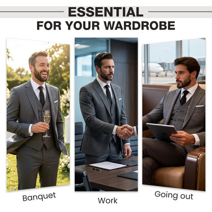 👔 NU 60% KORTING! 🕴️ Slim-fit 3-delig pak voor heren – Getailleerde pasvorm, hoogwaardige stof en perfect voor formele gelegenheden 🤵
