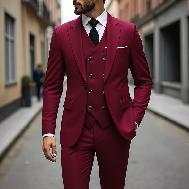 👔 NU 60% KORTING! 🕴️ Slim-fit 3-delig pak voor heren – Getailleerde pasvorm, hoogwaardige stof en perfect voor formele gelegenheden 🤵