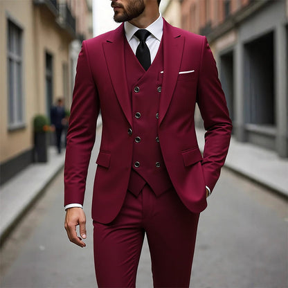 👔 NU 60% KORTING! 🕴️ Slim-fit 3-delig pak voor heren – Getailleerde pasvorm, hoogwaardige stof en perfect voor formele gelegenheden 🤵