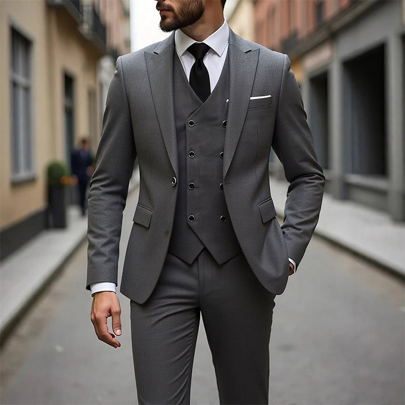 👔 NU 60% KORTING! 🕴️ Slim-fit 3-delig pak voor heren – Getailleerde pasvorm, hoogwaardige stof en perfect voor formele gelegenheden 🤵