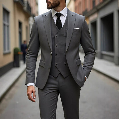 👔 NU 60% KORTING! 🕴️ Slim-fit 3-delig pak voor heren – Getailleerde pasvorm, hoogwaardige stof en perfect voor formele gelegenheden 🤵
