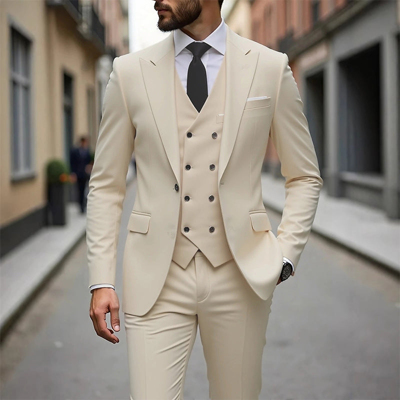 👔 NU 60% KORTING! 🕴️ Slim-fit 3-delig pak voor heren – Getailleerde pasvorm, hoogwaardige stof en perfect voor formele gelegenheden 🤵