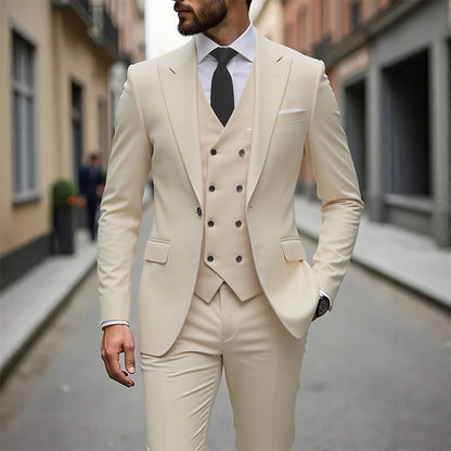 👔 NU 60% KORTING! 🕴️ Slim-fit 3-delig pak voor heren – Getailleerde pasvorm, hoogwaardige stof en perfect voor formele gelegenheden 🤵