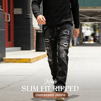 🔈🔈NIEUWE, POPULAIRE PRODUCTEN - 60% KORTING👖 Slim Fit jeans voor heren met scheuren en een distressed look