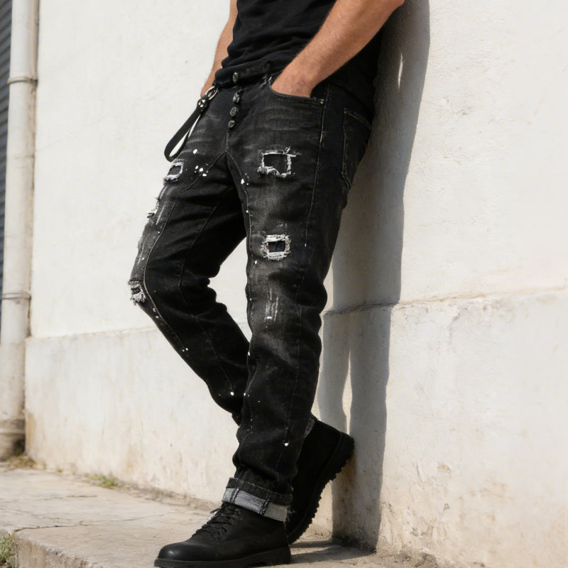 🔈🔈NIEUWE, POPULAIRE PRODUCTEN - 60% KORTING👖 Slim Fit jeans voor heren met scheuren en een distressed look