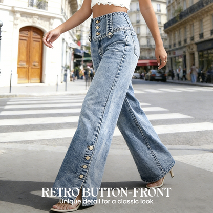 🔈🔈2026 NIEUWE AANWINSTEN - HOT SELLERS🔥👖Hoge taille jeans met wijde pijpen – gemakkelijk aan te trekken! Zijsplitten laten de wind binnen en houden je koel. 🌸
