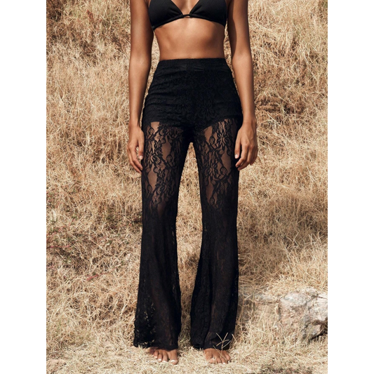 🔈🔈60% KORTING!👖Elegante flared kanten broek met hoge taille – Geïntegreerde shortvoering & boho chic voor de zomer en festivals 🌸