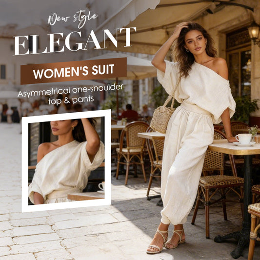 🎁NIEUWE AANKOMST 60% KORTING💥 Asymmetrische top met één schouder en bijpassende broek voor dames