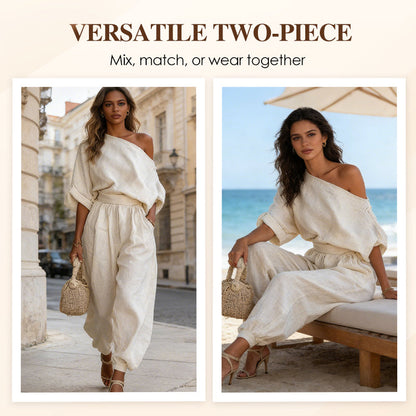 🎁NIEUWE AANKOMST 60% KORTING💥 Asymmetrische top met één schouder en bijpassende broek voor dames