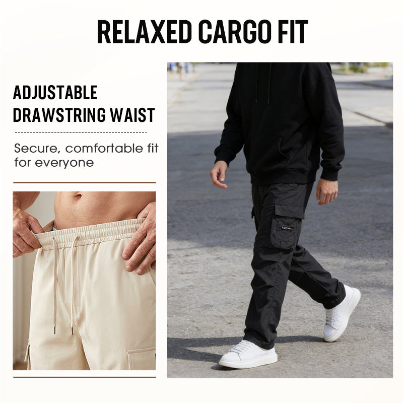 👖 NU 50% KORTING! 🛠️ Stretchbroek voor heren met zakken – Meerdere zakken & trekkoord in de taille – Casual rechte broek – perfect voor werk, reizen of actieve dagen 🏃‍♂️