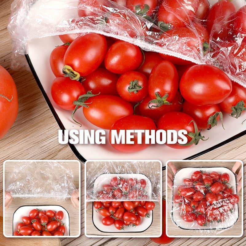 🥗 100 Stuks Elastische Voedingsovertrekken – Houd Voedsel Langer Vers & Bespaar Tijd ✨