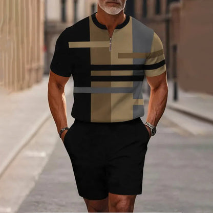 🔥60% KORTING🔥 Heren shirt en short set met kwartrits