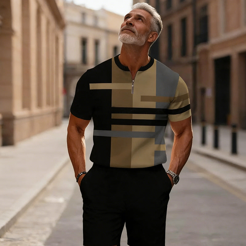 🔥60% KORTING🔥 Heren shirt en short set met kwartrits