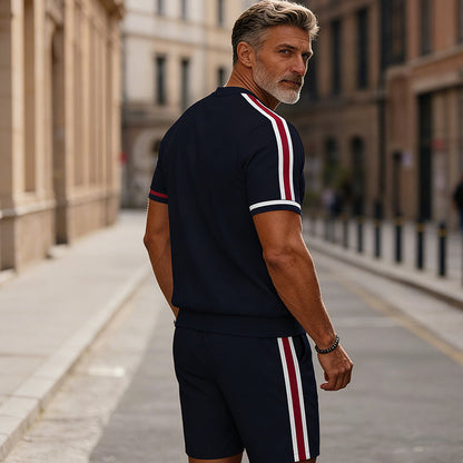 🔥60% KORTING🔥 Heren shirt en short set met kwartrits