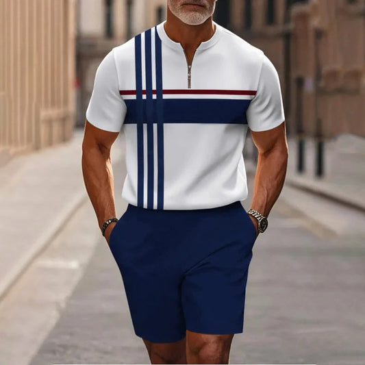 🔥60% KORTING🔥 Heren shirt en short set met kwartrits