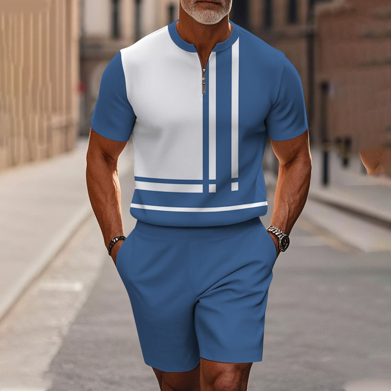 🔥60% KORTING🔥 Heren shirt en short set met kwartrits