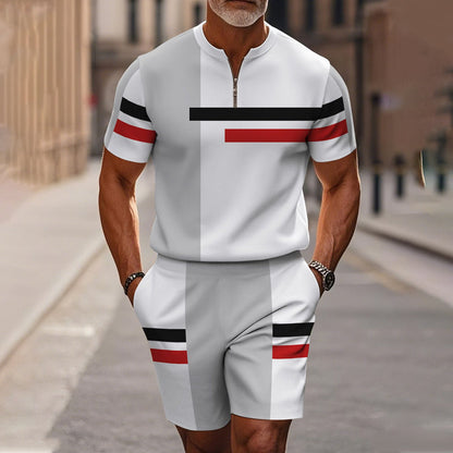 🔥60% KORTING🔥 Heren shirt en short set met kwartrits