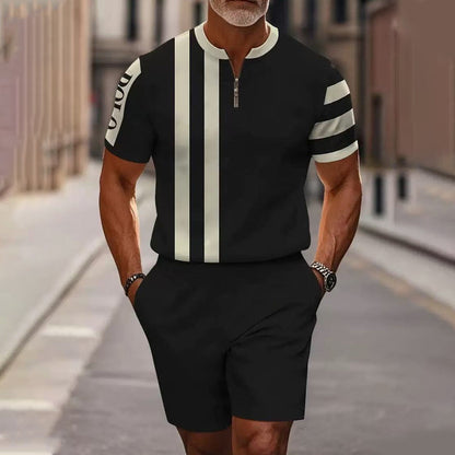 🔥60% KORTING🔥 Heren shirt en short set met kwartrits