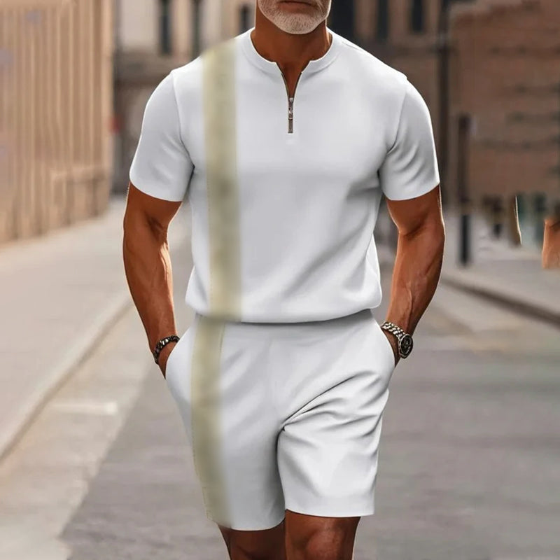 🔥60% KORTING🔥 Heren shirt en short set met kwartrits