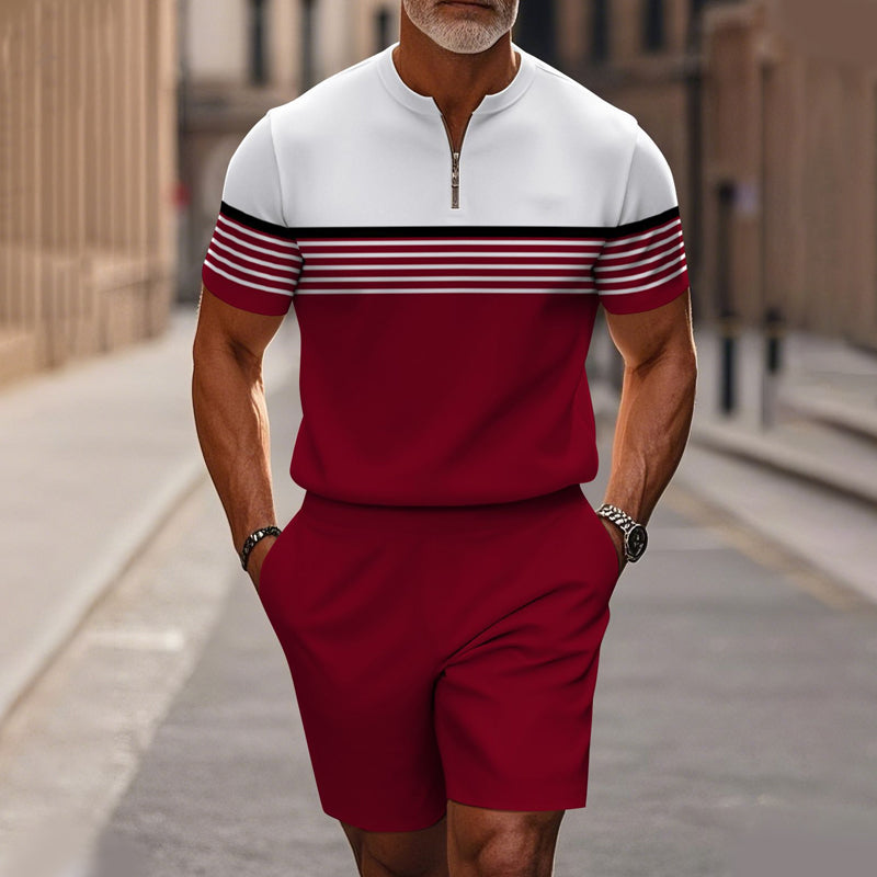 🔥60% KORTING🔥 Heren shirt en short set met kwartrits