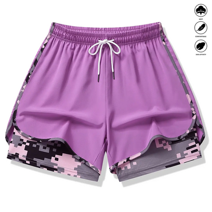 🏃‍60% KORTING OP 2-IN-1 SPORTSHORTS! 🔥 Ademende stof, camouflagevoering en zakken voor dames🏃‍♀️✨