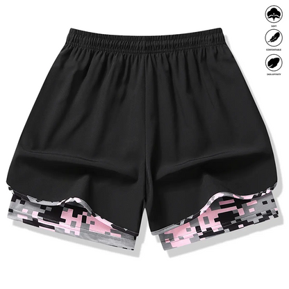 🏃‍60% KORTING OP 2-IN-1 SPORTSHORTS! 🔥 Ademende stof, camouflagevoering en zakken voor dames🏃‍♀️✨