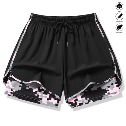 🏃‍60% KORTING OP 2-IN-1 SPORTSHORTS! 🔥 Ademende stof, camouflagevoering en zakken voor dames🏃‍♀️✨