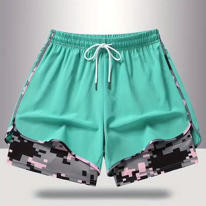 🏃‍60% KORTING OP 2-IN-1 SPORTSHORTS! 🔥 Ademende stof, camouflagevoering en zakken voor dames🏃‍♀️✨