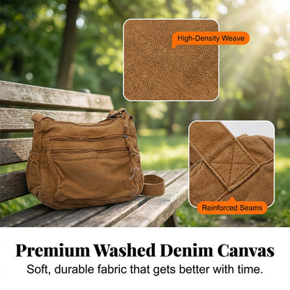 Tas van canvas met meerdere vakken 🎒 Lichtgewicht en duurzaam, verstelbare schouderband, kan als schoudertas of crossbodytas gedragen worden 👜