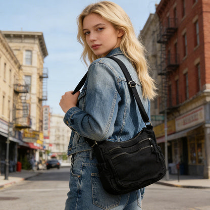 Tas van canvas met meerdere vakken 🎒 Lichtgewicht en duurzaam, verstelbare schouderband, kan als schoudertas of crossbodytas gedragen worden 👜