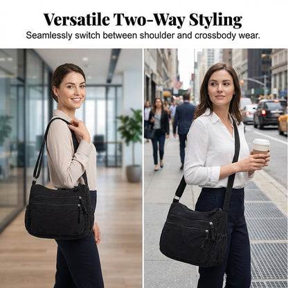 Tas van canvas met meerdere vakken 🎒 Lichtgewicht en duurzaam, verstelbare schouderband, kan als schoudertas of crossbodytas gedragen worden 👜
