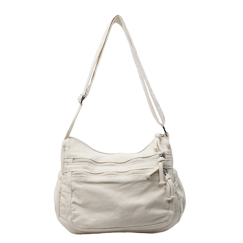 Tas van canvas met meerdere vakken 🎒 Lichtgewicht en duurzaam, verstelbare schouderband, kan als schoudertas of crossbodytas gedragen worden 👜