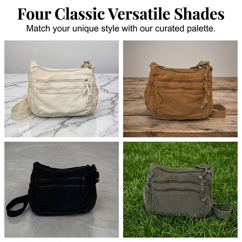 Tas van canvas met meerdere vakken 🎒 Lichtgewicht en duurzaam, verstelbare schouderband, kan als schoudertas of crossbodytas gedragen worden 👜