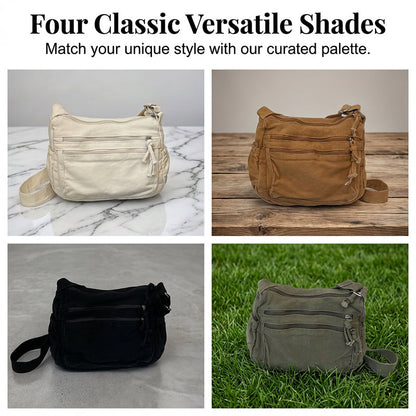 Tas van canvas met meerdere vakken 🎒 Lichtgewicht en duurzaam, verstelbare schouderband, kan als schoudertas of crossbodytas gedragen worden 👜