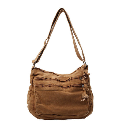 Tas van canvas met meerdere vakken 🎒 Lichtgewicht en duurzaam, verstelbare schouderband, kan als schoudertas of crossbodytas gedragen worden 👜