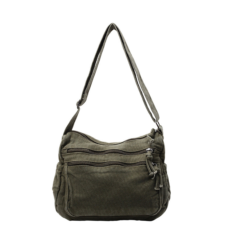 Tas van canvas met meerdere vakken 🎒 Lichtgewicht en duurzaam, verstelbare schouderband, kan als schoudertas of crossbodytas gedragen worden 👜