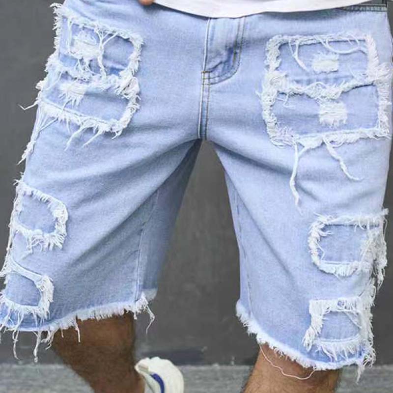 🔥NU 60% KORTING!🔥 Gescheurde denim shorts voor heren met gerafelde details