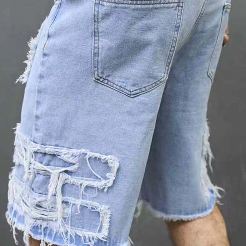 🔥NU 60% KORTING!🔥 Gescheurde denim shorts voor heren met gerafelde details
