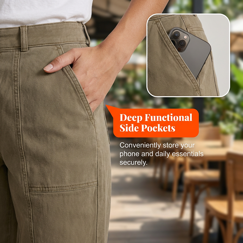 Veelzijdige taps toelopende broek 👖 Hoge taille en nauwsluitende pasvorm, praktische zakken, kreukvrije stof, creëert de illusie van langere benen 📏