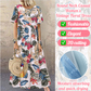Retro maxi-jurk met bloemenprint 🌼 Ronde hals, korte mouwen, losvallend en zwierig, waardoor je eruitziet alsof je zo uit een tuin bent gestapt 🌿