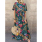 Retro maxi-jurk met bloemenprint 🌼 Ronde hals, korte mouwen, losvallend en zwierig, waardoor je eruitziet alsof je zo uit een tuin bent gestapt 🌿