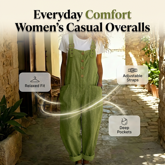 👖 NU 60% KORTING! 🌿 Casual damesoveralls met knoopsluiting – Verstelbare bandjes, ademende stof en relaxte pasvorm ✨