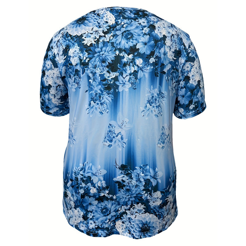 🥳ZOMER UITVERKOOP🥳50K+ VERKOCHT!💥60% KORTING! 🔥Dames Elegante Bloemenprint Korte Mouw Top