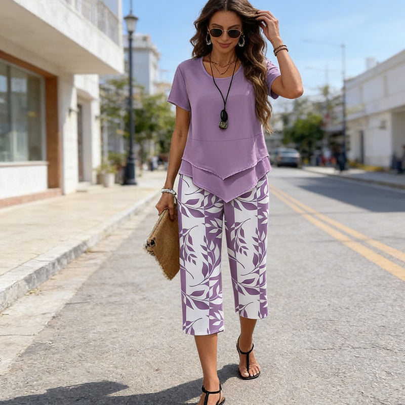 👚 NU 60% KORTING! 🔥 Casual set bestaande uit een tuniek met ronde hals en meerdere lagen, gecombineerd met een wijde broek – zwierig model, zachte stof en perfect voor elke dag 🌸