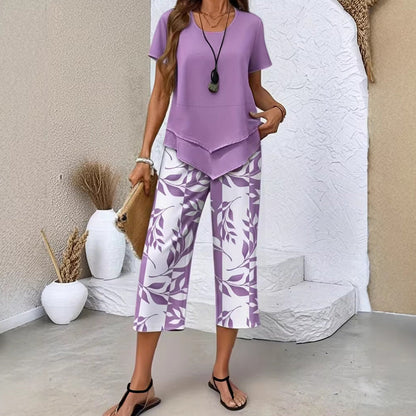 👚 NU 60% KORTING! 🔥 Casual set bestaande uit een tuniek met ronde hals en meerdere lagen, gecombineerd met een wijde broek – zwierig model, zachte stof en perfect voor elke dag 🌸