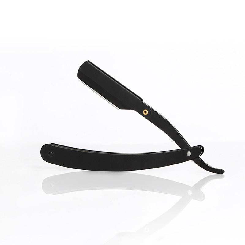 Scheermes met gebogen handvat 🪒 — Vervangbaar mes met kliksluiting | Roestbestendig roestvrij staal | Opvouwbaar voor opslag | Veelzijdig in gebruik: baarden, bakkebaarden & hoofd scheren 💈