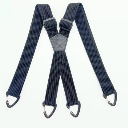 Antislip schouderbanden 👖 Brede elastische band + stevige haken, metalen verstelgesp, duurzaam polyester, geschikt voor zowel werkkleding als buitengebruik 🔧